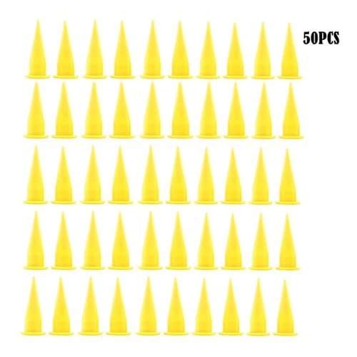 50pcs Caulking Nozzles Cone Nozzle Glass Glue Tips Plastic Fine Tip Reusable Nozzle Applicator Finishing Tool for Sealant Glue