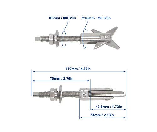 Toggle Anchor Bolts, Hollow Wall Anchors M8x110mm, Pack of 4 M8*110mm