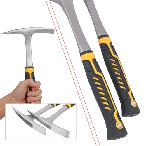2 Pack 28 OZ Rock Pick Hammer - Professional Forged Brick and Geology Tool, Chipping Hammer for Welding, Superior Pick Axes for Digging & Sheet Metal