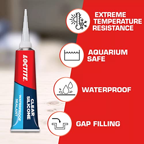 Loctite Silicone Sealant, Clear, 2.7 fl oz Tube, 6 Pack - 100% Waterproof Sealant for Glass, Ceramic, Wood, Plastic & More 6 Pack 2.7 oz Tubes