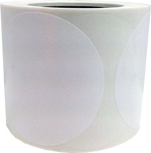 White Color Coding Labels for Organizing Inventory 4 Inch Round Circle Dots 500 Total Adhesive Stickers On A Roll