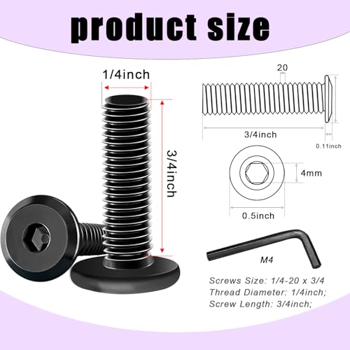 Taiss 170PCS Threaded Inserts Nuts,6 Sizes Wood Threaded Insert Kit+30 Sets 1/4-20 x 3/4" Furniture Screw Nut Threaded Inserts for Wood+30pcs 1/4-20 x 3/4" Flat Head Socket Head Screw