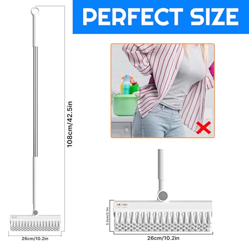 YIGAARUI Floor Scrub Brush with Long Handle,Wood grain floor brush Indoor/Outdoor Push Broom Stiff Bristles，Heavy Duty Stiff Bristle Floor Brush for Cleaning Bathroom, Shower Wall, Patio, Garage