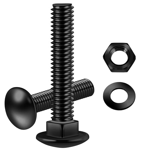 Mywish (15Sets) 3/8" x 1" Hex Head Lag Bolts & (8 Sets) 3/8-16 x 2 Carriage Bolts Screws Round Head Square Neck and Hex Nuts & Flat Washers Full Threaded, 304 Stainless Steel Bolts 18-8, Lag Screws Wo