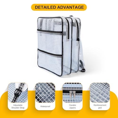 17.7 Inch Transparent Cleanroom Engineer Tool Backpack Black 2