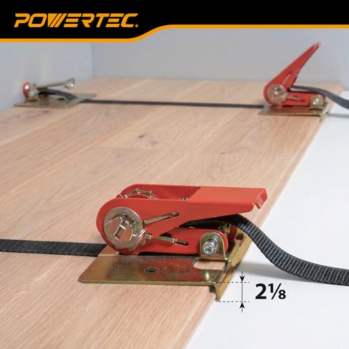 POWERTEC Wood Flooring Strap Clamp, Flooring Installation Clamp with 13ft Nylon Strap, 220 lbs Clamping Force, Fits Laminate, Tongue & Groove, Hardwood Floors, Durable Metal, 2PK (71102-P2) 2