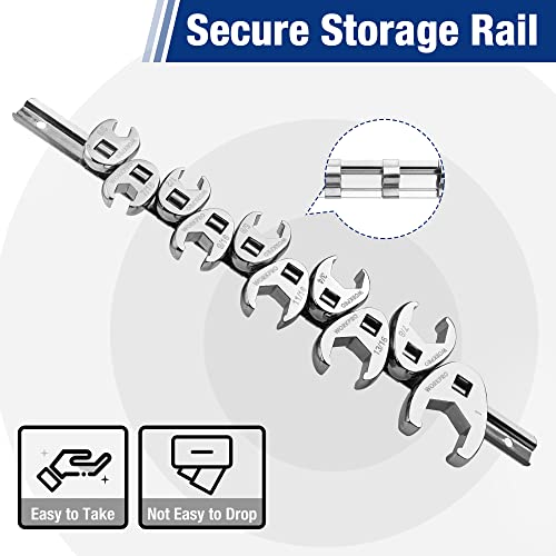 WORKPRO 3/8" Drive Crowfoot Flare Nut Wrench Set, SAE 3/8-1in SAE System