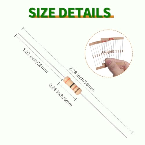 100 Values 1000 Pieces Resistors Set 1/4 W Carbon Film Resistance Assortment 0 Ohm to 5.6 m Ohm 1/4 Watt 5% Carbon Film Resistor Kit 1/4W 5%