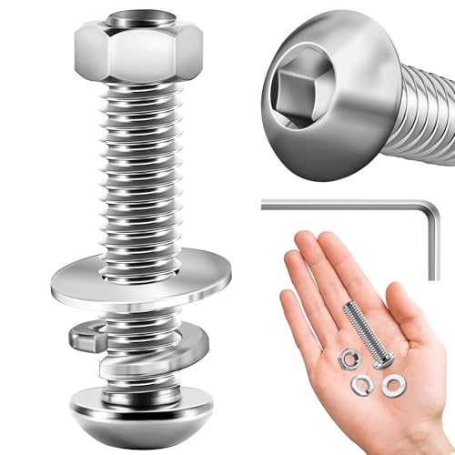 Mywish M8 x 30mm 20Pcs Flat Head Hex Socket Cap Screws Bolt & (20Sets) 5/16 Bolt, 5/16-18 x 1-1/2" Button Head Socket Cap Nuts and Bolts, 304 Stainless Steel Furniture Bolts Full Thread, Bolts and N
