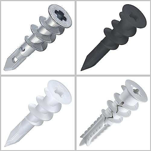 Wensilon 200pcs #8 Self Drilling Zinc Alloy Anchors, Metal Wall Anchors with Screws Wall Anchors,100PCS Wall Anchor and 100PCS Screws for Drywall, 75LB Hanging and Mounting