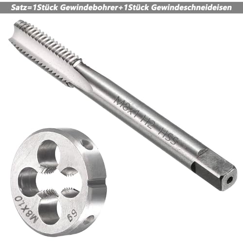M8 x 1 Metric Tap and Die HSS | M8 x 1.0 mm tap and die, right thread fine thread cutter, straight ribbed thread cutter