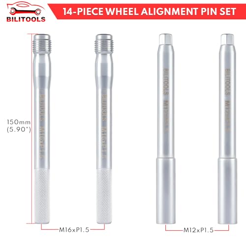 BILITOOLS 5 Piece 1/2 inch Drive Impact Lug Nut Socket Set and 14 Piece Master Wheel Hanger Alignment Pin Set