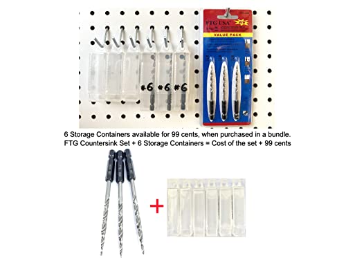 FTG USA Countersink Drill Bit Set 6 Pc #6 (9/64") Wood Countersink Drill Bit Pro Pack Countersink Set, with 3 Replacement Tapered Countersink Bits 9/64", 1 Stop Collar, 1 Hex Wrench