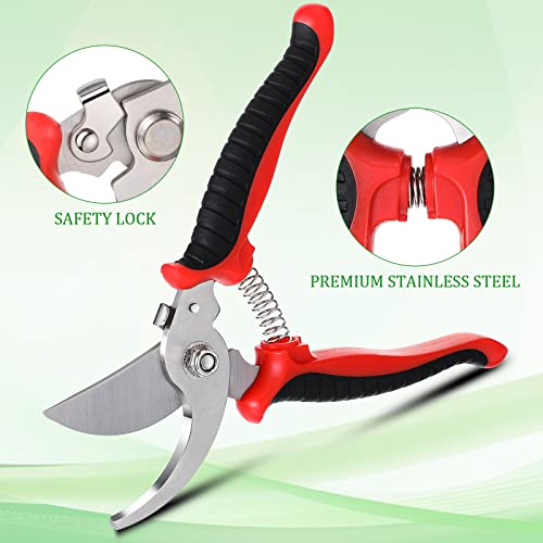 6 Pcs Garden Pruning Shears Heavy Duty Gardening Scissors,Red Black Red Black