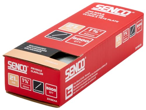 SENCO ZX18EAA 1-5/8" 21 Gauge Pin Nails, Galvanized Finish 5,000 Count Pack
