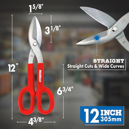 MIDWEST Vinyl Siding Snip, 12" Straight/Wide Soft Material Cutter 12-Inch