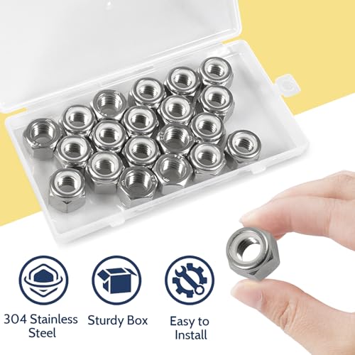 20 Pack 1/2"-13 Inch Locknuts & Vifmy M8-1.25 x 16/20/25/30mm Flange Hex Head Bolts Assortment Kit (160 Piece)