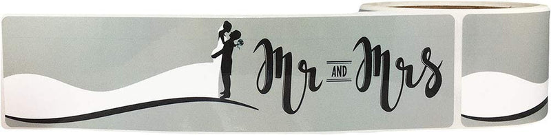 Mr. and Mrs. Silhouette Water Bottle Labels 2 x 8 Inch 50 Total Stickers On A Roll Mr. and Mrs.