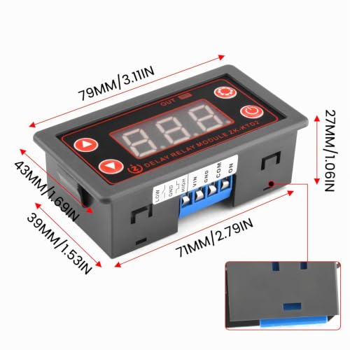 Time Relay DC 5V-30V Timer Relay Programmable Relay Switching Module LED Display Digital Time Cycle 0.1s-999 Minutes ON-Off Control for Light Water Pump Motor