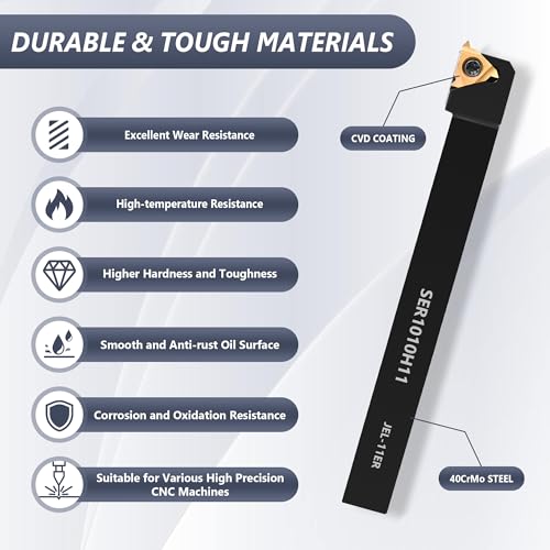 21PCS Indexable Lathe Turning Tools Set 3/8"10mm Shanks,7Pcs Metal Turning Tool Holders & 14Pcs Carbide Inserts for Turning,Grooving,Threading,Boring bar,and Cutting Tool 7pcs 3/8"10mm Shanks+14pcs Inserts
