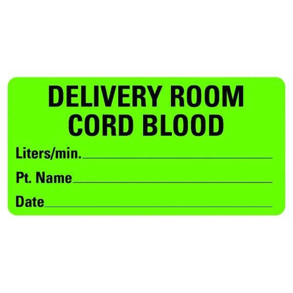 LabelValue.com | DELIVERY Room Cord Blood Medical Healthcare Labels 500-2" x 1" Green Labels Per Roll