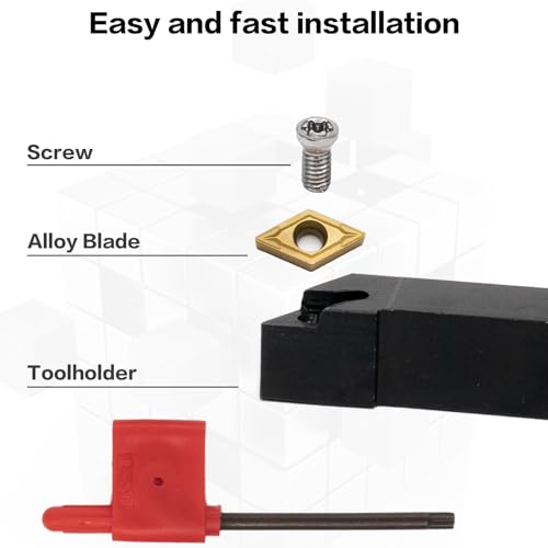 21Pcs Kit Indexable Lathe Turning Tool,1/2" 12mm Holder and Carbide Inserts 7pcs 1/2'' 12mm Shanks+14pcs Inserts