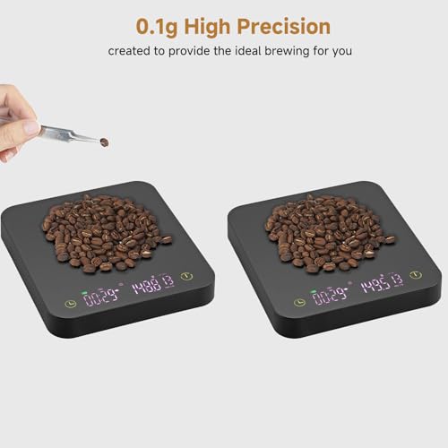 Mini Coffee Scale, 3kg/0.1g Espresso Scale, Rechargeable Black without Magnetic Display