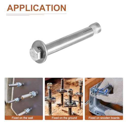 DTGN M8 x 80 Hex Expansion Bolts - 50Pack - Good for Concrete Dry Brick Block Walls - 304 Stainless Steel - Silver 50