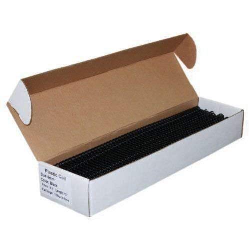 PPE Plastic Binding Spiral Coil, 8mm Diameter, 48 Loops, 4:1 Pitch, Color Coil Black, Pack of 100