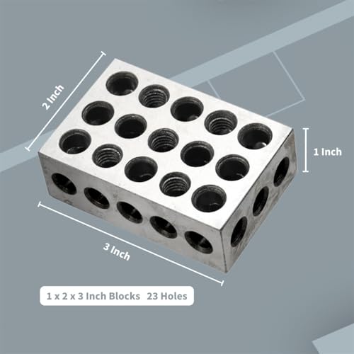 Pair 1 x 2 x 3-Inch Parallel Blocks Set 23 Holes 0.0001 Precision