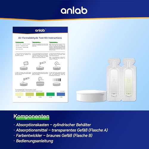 Air Formaldehyde (HCHO) DIY Test Kit - Used for Air Quality Testing, Detector Used for Home, Residential, Business, Hotel, Hospital, School, Furniture, Car (Pack of 3)