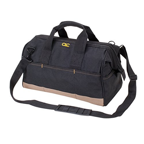 CLC Custom Leathercraft 1165 Large BigMouth Bag, 22 Pocket & CLC 1107 2 Pack Medium and Large Utility Tote Bag Combo,Black/Beige