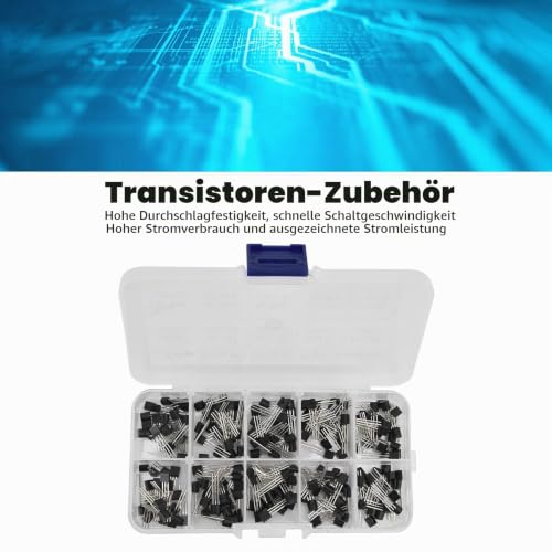 BC547 Transistor Set, 200 Pieces | With Clear Box, BC327 BC337 BC517 BC547 BC548 BC549 BC550 BC556 BC557 BC558, Semiconductor Material, for Electric Vehicles