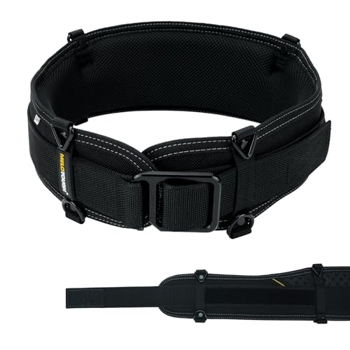 MELOTOUGH Padded Tool Belt,with 4 Suspenders Rings and 4 Hang Rings,and Modular EDC Tool Belt - 1.75 Inch Adjustable Black Nylon Work Belt with Metal Buckle