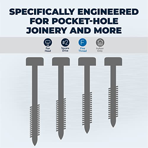 Kreg SPS-F125-500 Pocket Screws, 1-1/4" #6 Fine-Thread, Pan-Head (500 Count)
