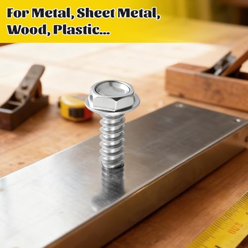 460Pcs #8#10 Hex Washer Head Self Tapping Sheet Metal Screws Kit 460pcs #8#10 Silver