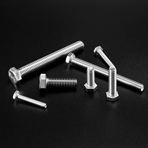 3/8-16 x 6 Hex Head Screw Bolt, 20Pcs 18-8 (304) Stainless Steel, Fully Threaded, Plain Finish, by SG TZH