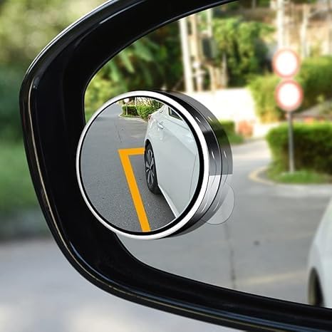 Suction Cup Blind Spot Mirror Car Accessories,2024 Newest Car Blind Spot Mirrors Convex Blind Spot Mirrors for Car,360°Wide Angle Side Rear View Mirror with Powerful Adjustable 2pc Silvery+2pc Black