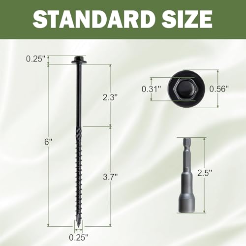 LIONMAX Timber Screws 6 Inch, 60-PCS, Structural Lag Screws #14 X 6 #14 x 6"