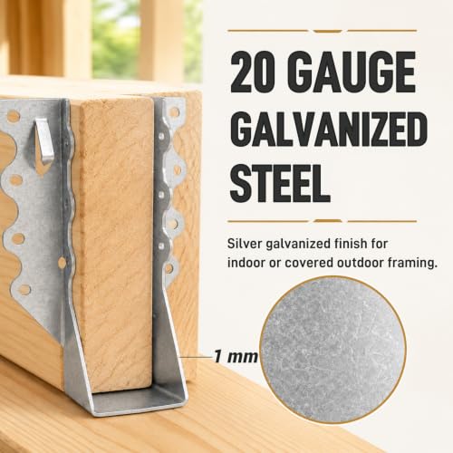 80 Pack 2x6 Joist Hangers, 20 Gauge Galvanized Wood Connectors | Fits Nominal 2 x 6 Lumber, Actual 1-1/2 x 5-1/2 in; Face-Mount Galvanized Brackets for Deck, Floor, Pergola Framing