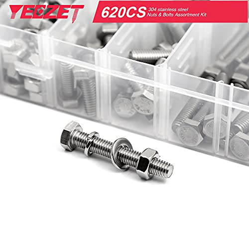620PCS M4 M5 M6 Heavy Duty Bolts and Nuts Assortment Kit, 304 Stainless Steel, Includes 13 Most Common Sizes 620PCS m4 m5 m6 Bolts and Nuts Kit