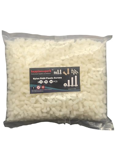 1000PCS Hexagonal Head Nylon Screws M5x12 - Chemical Resistant Fastener Kit, Non-Conductive PA66 Bolts for PCB/Automotive Assembly White