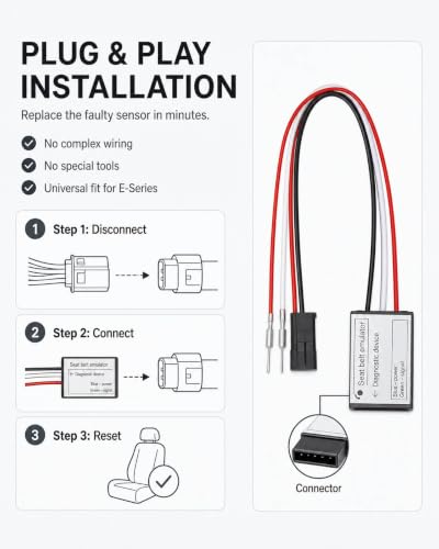ABS Bypass SRS Warning Lights Solution Passenger Seat Occupancy Sensor Emulator | Direct replacement for E Series EU seat pressure sensor, universal seat emulator