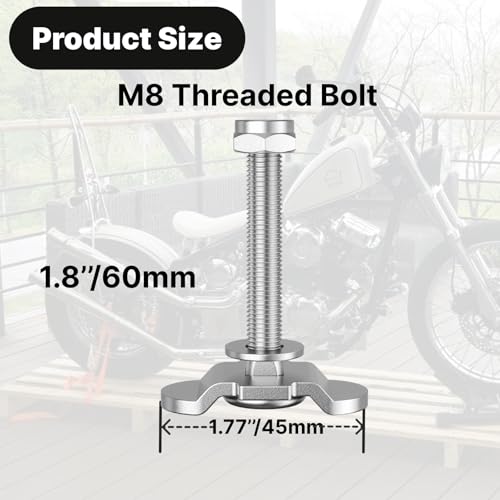 8Pcs M8 x 60mm Stainless Steel L-Track Double Lug Threaded Stud Fittings with Thumb Nut, Heavy-Duty with 4,500 lbs Breaking Load for Truck Bed, Trailer, Motorcycle & Cargo Control Rails M8*60mm
