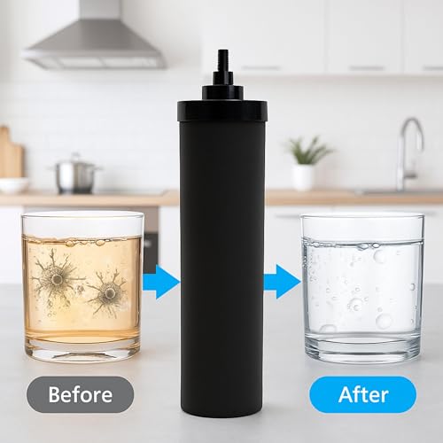 Nispira Premium Water Filter Black Element Cartridge Compatible with Berkey Countertop Water Purification System. Compared to Part BB9. 4 Filters Four Elements