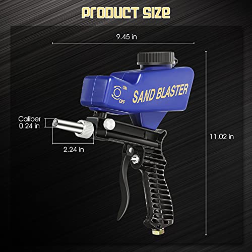 2 Pieces Portable Sand Blaster Guns, Multipurpose Sandblasting Tool with Connector, Air-Powered Abrasive Sand Blaster Gun, Gravity Feed Media Blaster for Clean Rust, Dirt, Paint, Corrosion Prevention