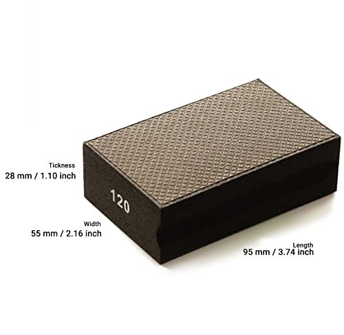 GLASS POLISH PRO Diamond Hand Pad Bundle – Set of 3 Foam Sanding Blocks with 120 Grit and 200 Grit (x2) for Coarse and Medium Finishing on Glass, Tiles, Ceramics, Concrete, Granite, Marble, and More