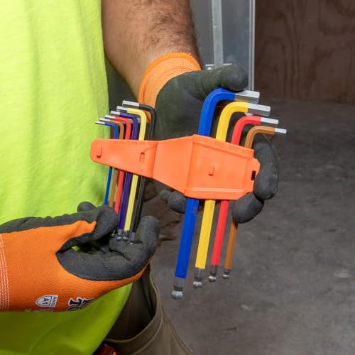 Klein Tools CBLS19 Long Ball-End Hex Key Wrench Set, SAE and Metric, L-Style, Color-Coded Powder-Coat, 3/32 to 3/8-Inch and 1.5 to 10 mm, 19-Piece SAE & Metric (L-Style)