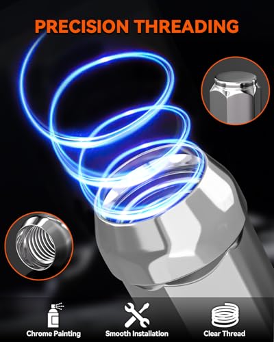 YIZBAP 20pcs 1/2-20 Wheel Lug Nuts, 20PCS Closed End Lug Nuts 19mm Hex Silver Length: 1.89 Inch