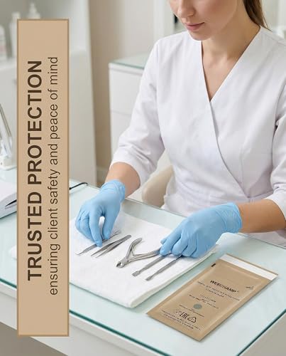 Disposable Kraft Sterilization Bags for Autoclave, Dry Sterilizer, Manicure and Pedicure Instruments, Suitable for Dentists and Beauticians (100 x 200 mm), Pack of 60